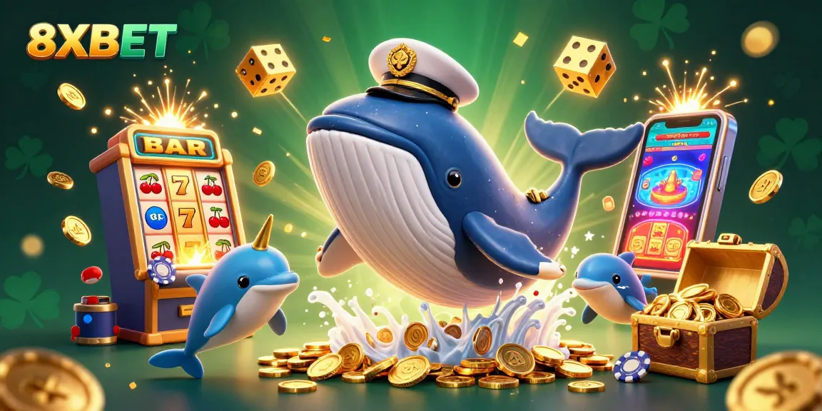 Experience excitement at 8XBET with a vibrant 3D illustration showcasing gaming adventures.