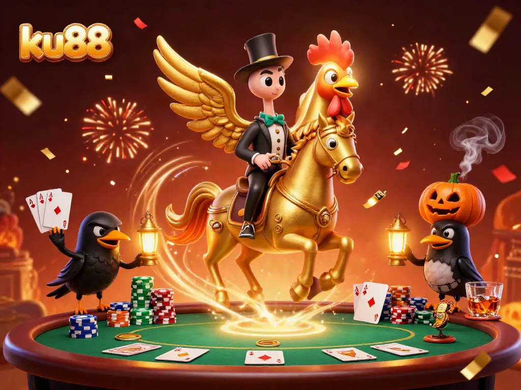 Experience the excitement of ku88's casino atmosphere with dazzling characters and vibrant details.