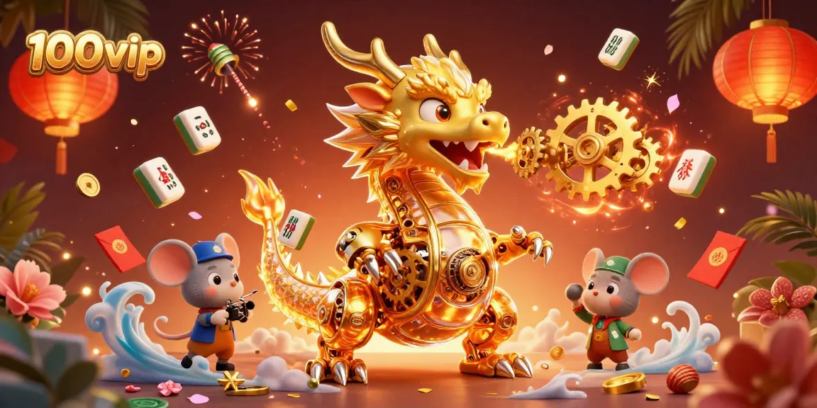 Experience thrilling adventures with 100vip's dynamic golden dragon and vibrant casino elements.