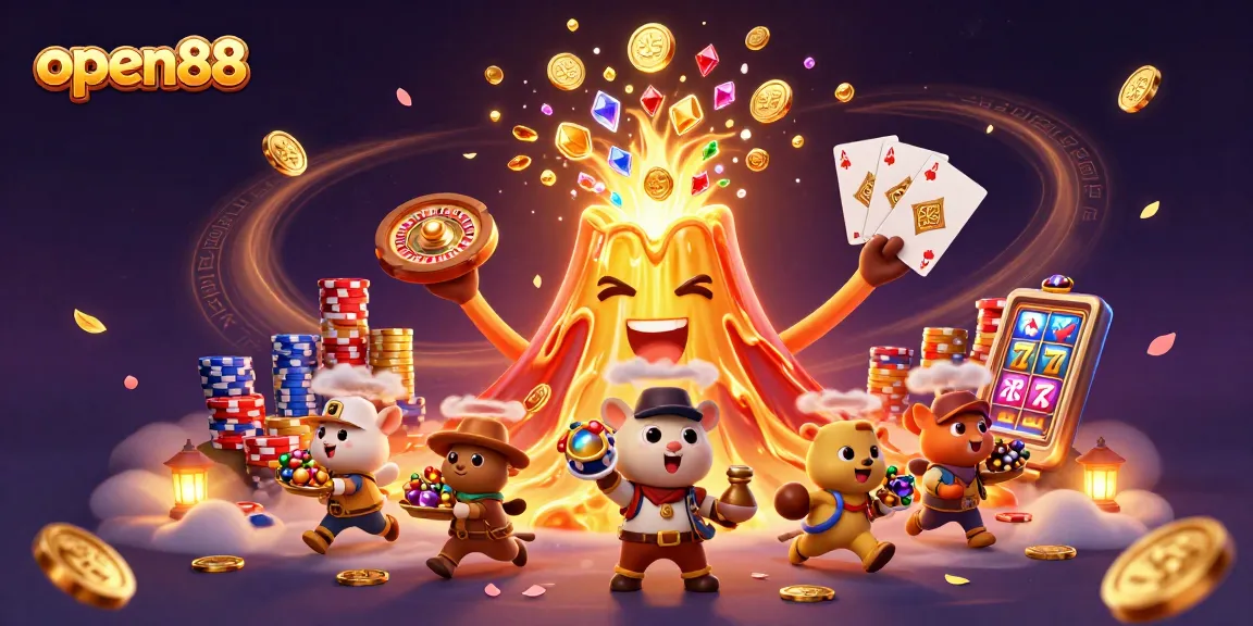 Experience the thrill of open88 through a vibrant scene of winning at a dazzling casino.