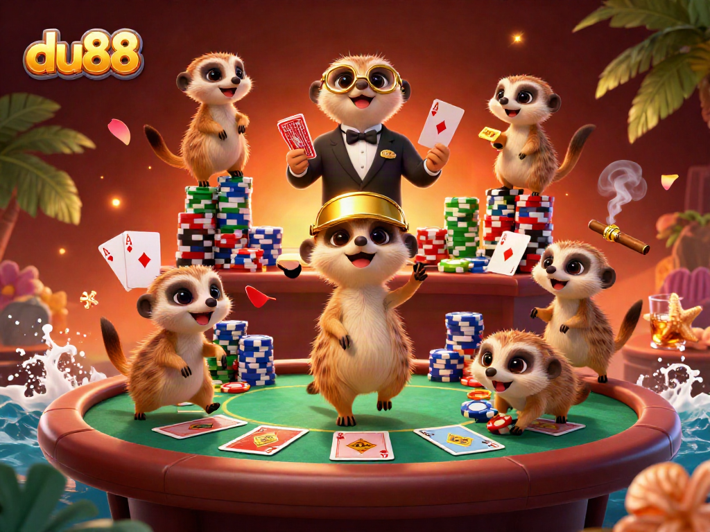 Engage in thrilling gameplay with du88's meerkat casino, full of poker stacks and lively action.