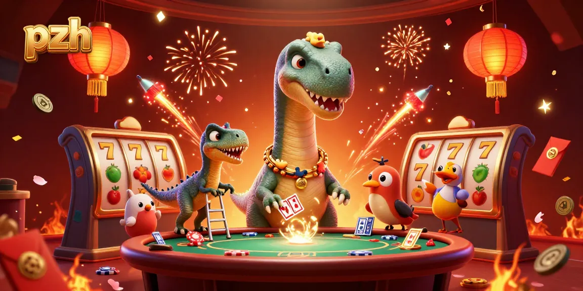 Engage with pzh's thrilling casino scene featuring a brontosaurus and dynamic poker gameplay.