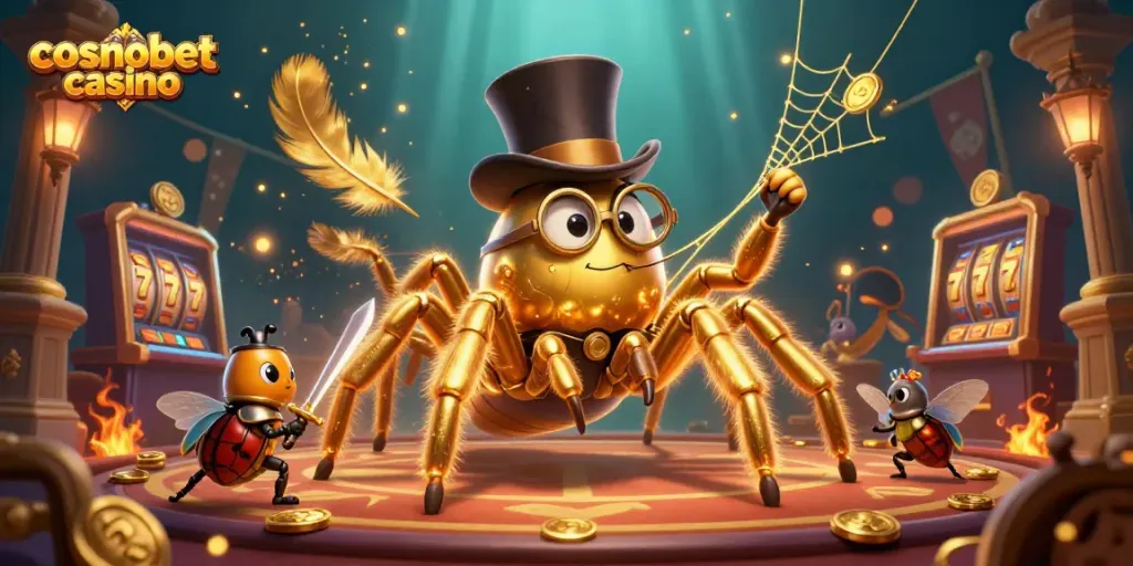 Engage with thrilling visuals at Cosmobet Casino featuring dynamic characters in a vibrant setting.