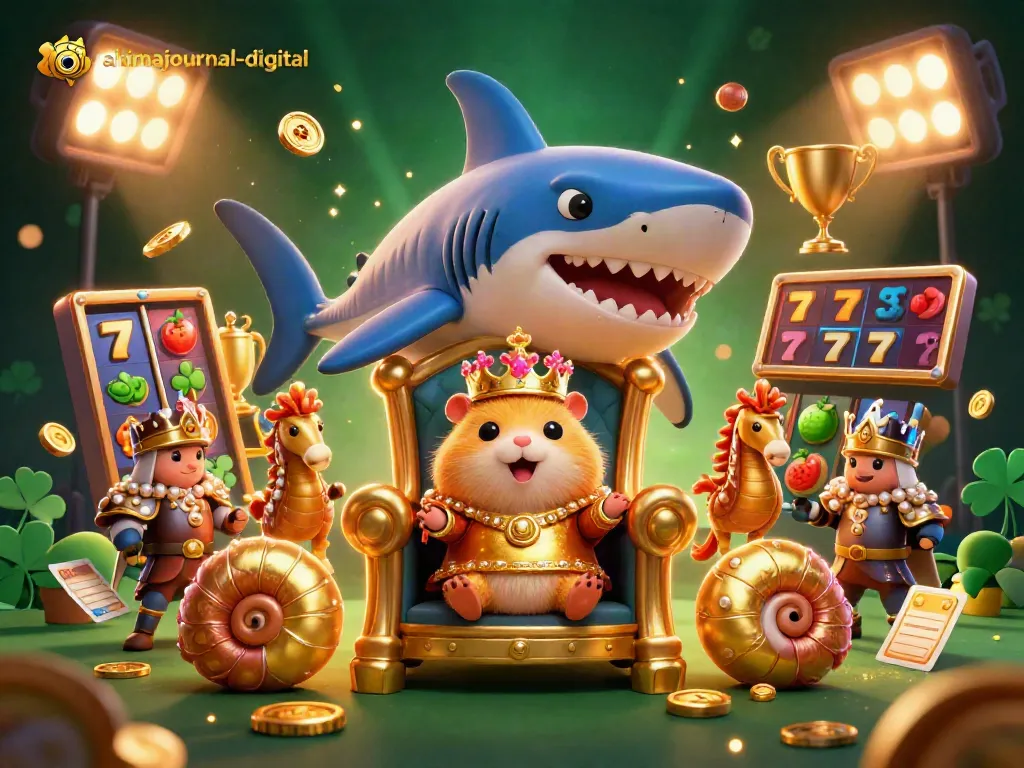 Win big with ahimajournal-digital as a golden hamster king celebrates in a vibrant casino-themed scene.