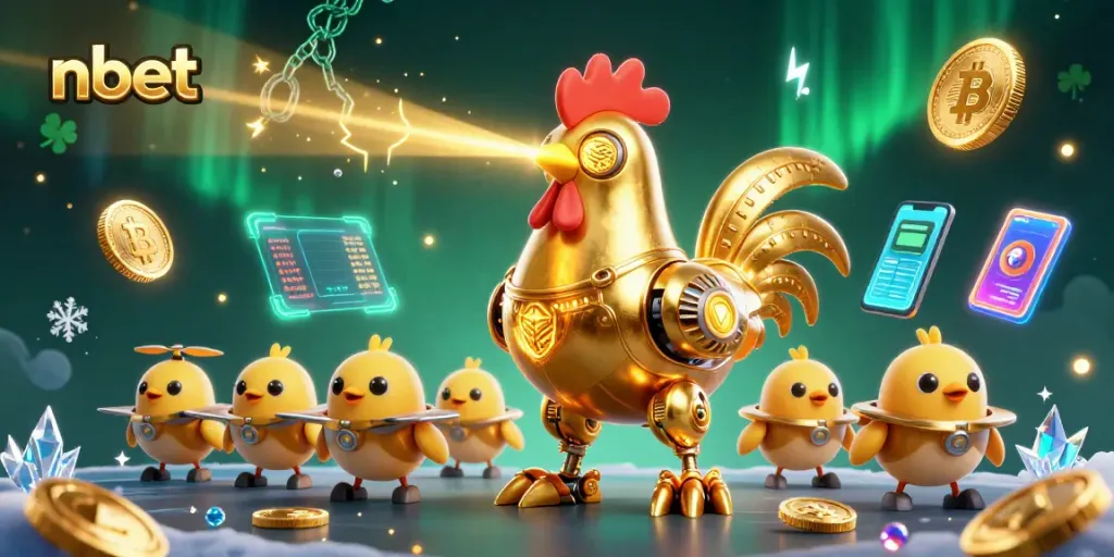 Engage in thrilling adventures with nbet's vibrant 3D casino illustration showcasing exciting games and crypto.