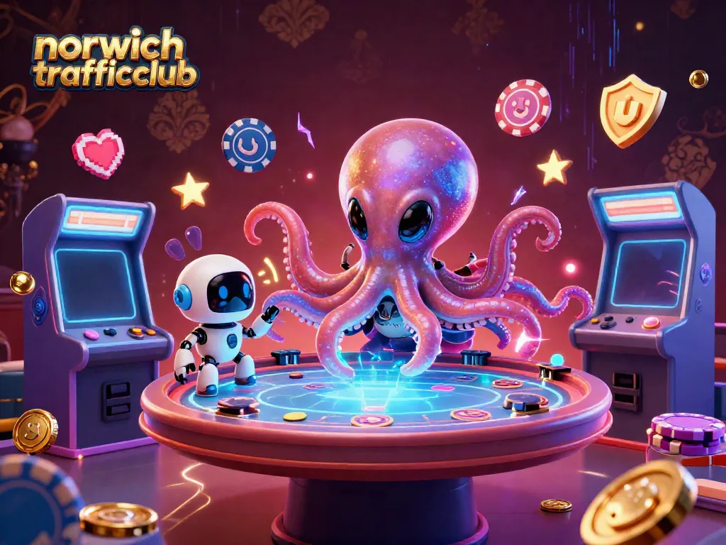 Experience thrilling gaming with norwichtrafficclub's vibrant alien casino scene featuring poker action.