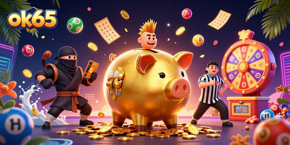 Experience exciting gameplay with ok65 as golden coins rain down in this vibrant casino scene.