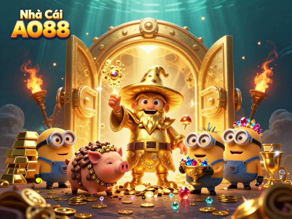Unleash the magic of Nhà Cái AO88 with golden treasures and vibrant casino games!