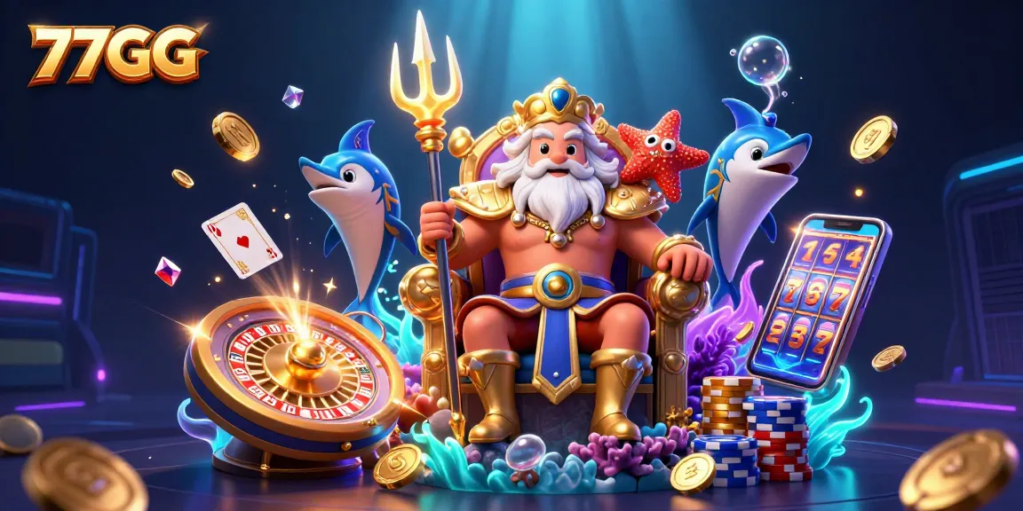Spin the reels with 77GG while experiencing a vibrant underwater casino adventure.
