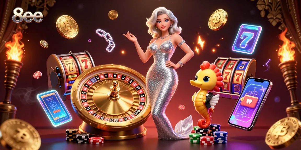 Spin the massive golden roulette wheel at 8eee with vibrant characters and exciting casino elements.