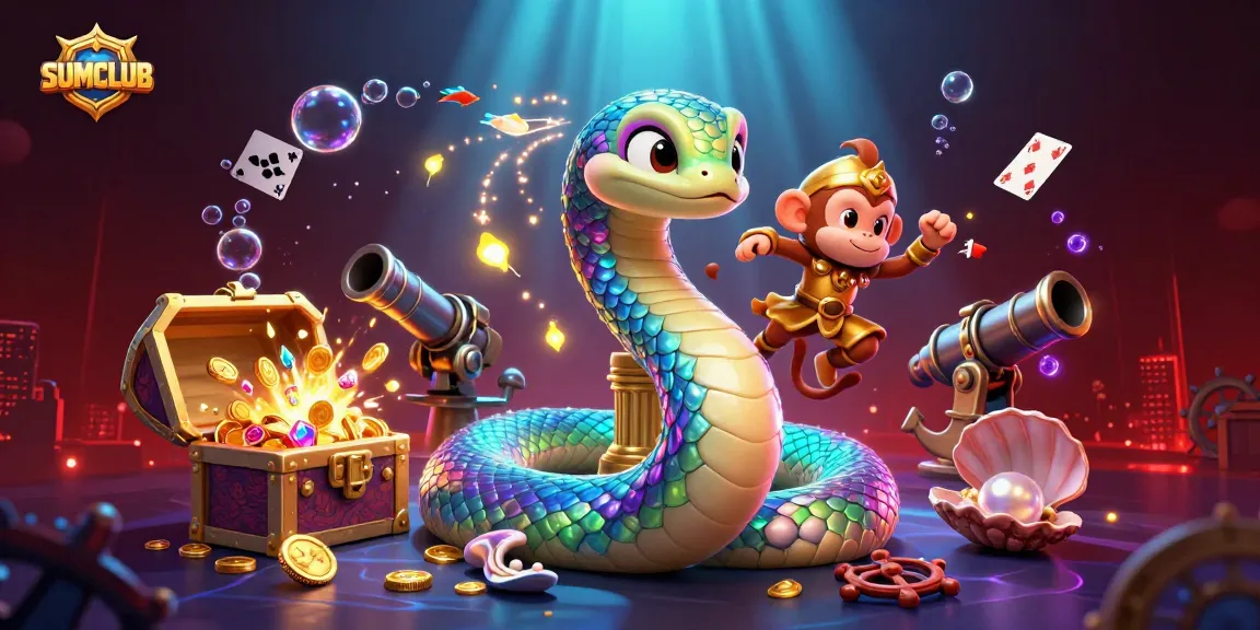 Experience thrilling action at SUMCLUB with vibrant games and dazzling treasures in this captivating casino scene.