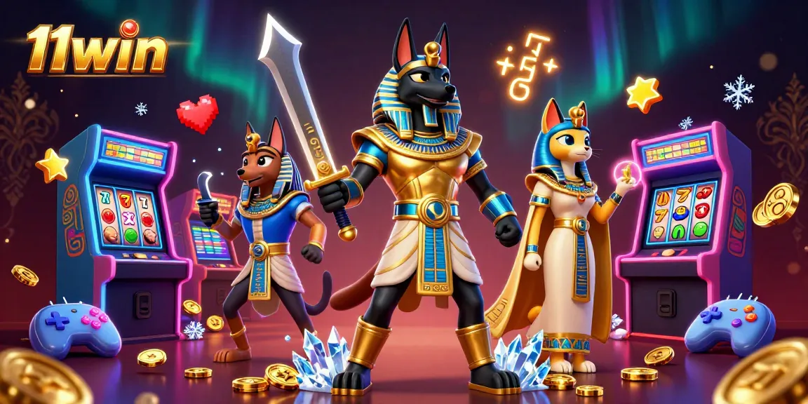 Experience thrilling slots at 11win with Anubis, Bastet, and vibrant casino elements!