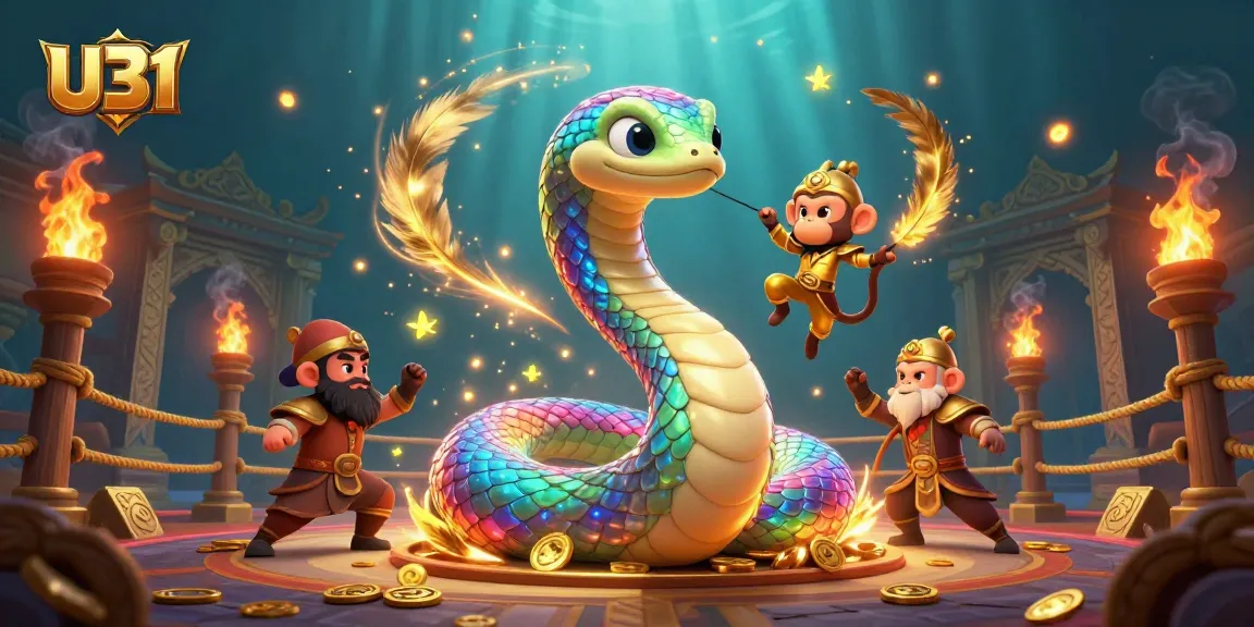 Experience thrilling wins at U31 with vibrant 3D illustrations of gaming excitement featuring a rainbow serpent.